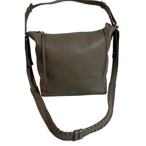 Allsants Elegant Gray Leather Shoulder Bag